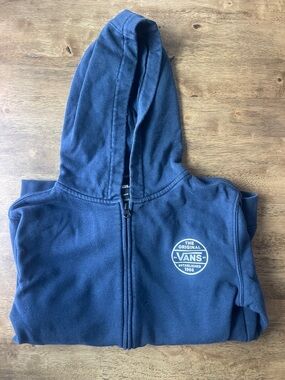 Vans Kids Navy Blue Zip Hoodie with White Circle Logo